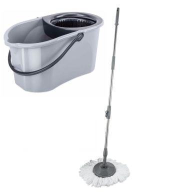Комплект микрофибърен въртящ се SPIN моп и кофа с центрофуга