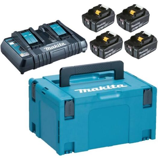 Комплект Makita 4 броя батерии 18V / 6.0Ah зарядно устройство 18V и куфар