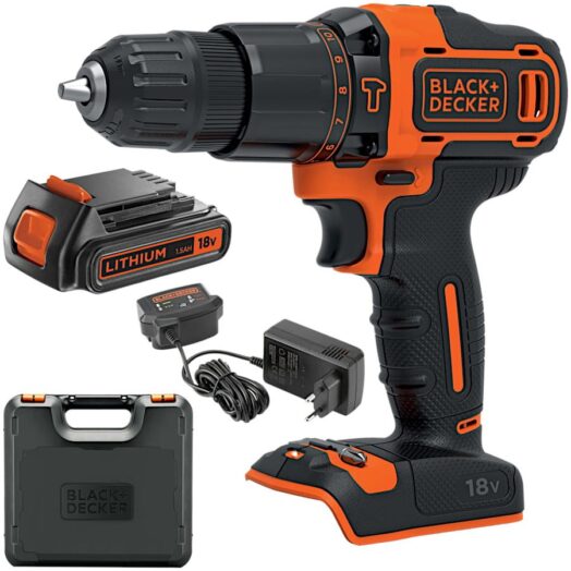 Акумулаторен ударен винтоверт BLACK & DECKER BDCHD18K 18V в комплект с батерия куфар и зарядно