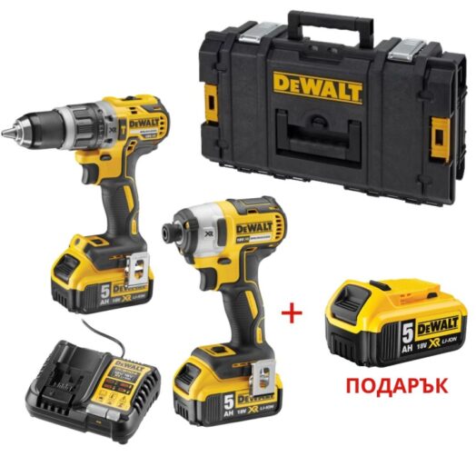 Комплект акумулаторни ударни 2 винтоверти 2 батерии зарядно и куфар DeWALT DCK266P2 18V