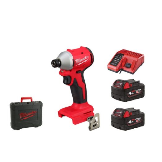 Акумулаторен ударен винтоверт Milwaukee M18BLIDRC-402C 18V 190Nm в комплект с 2 батерии куфар и зарядно