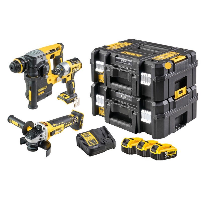 Комплект акумулаторни инструменти 3 броя DeWALT DCK305P3T, 18V