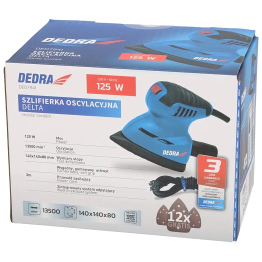 Виброшлайф DEDRA DED7941, 125W, 140x140x80mm - Image 10