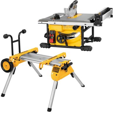 Настолен циркуляр с плот и работна маса с колела DeWALT DWE7485RS, 210mm
