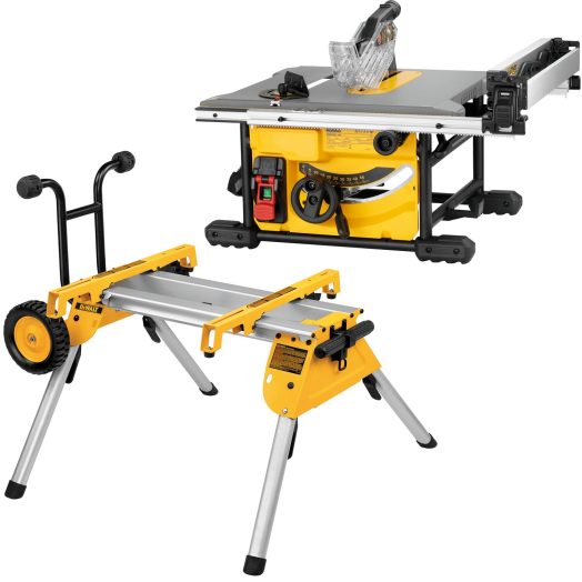 Настолен циркуляр с плот и работна маса с колела DeWALT DWE7485RS, 210mm