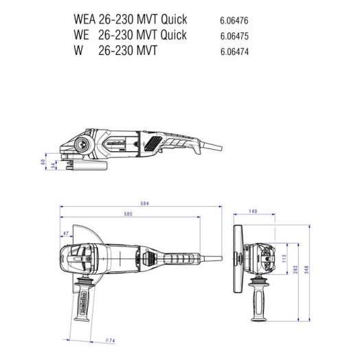 Ъглошлайф Metabo WE 26-230 MVT, 2600W, 230mm - Image 4