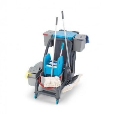 Санитарна количка с 2 кофи преса и отделения за боклук и препарати