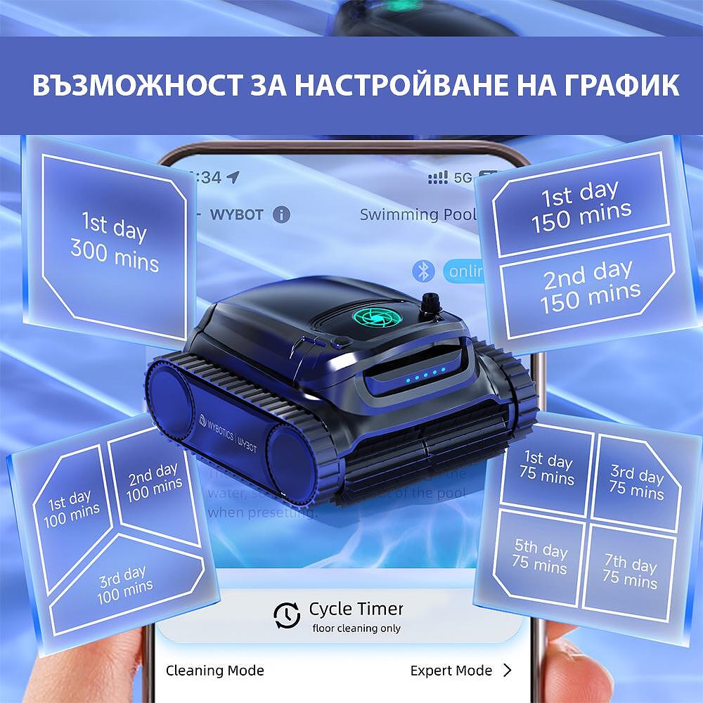 Безкабелен робот за басейни с 2 реда четки и двойна филтрация Wybot M1 - Image 5