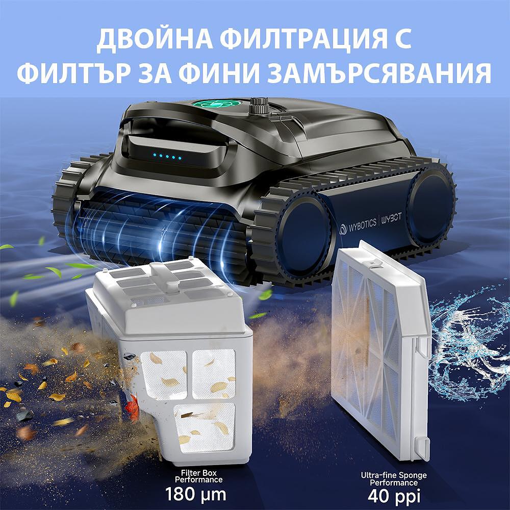 Безкабелен робот за басейни с 2 реда четки и двойна филтрация Wybot M1 - Image 6